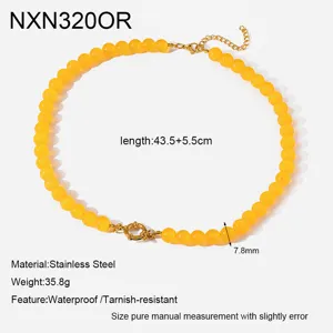 Collana di perle gialle in acciaio inossidabile placcato oro 18k gioielli catena