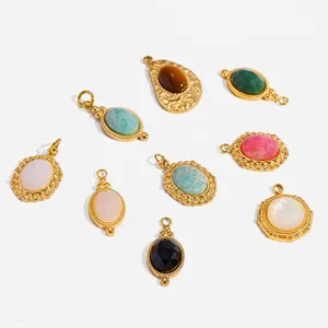 Edelstahl 18K vergoldete Naturstein Muschel Anhänger Charms für DIY Schmuckherstellung.