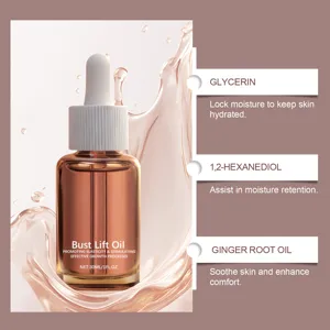Bust lift massage oil detail showing natural nourishing ingredients for firming skin care.