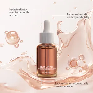Bust lift essential oil detail featuring nourishing liquid formula and hydrating skin texture.