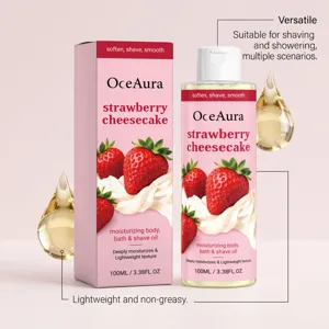 OceAura ενυδατικό λάδι σώματος μπάνιου και ξυρίσματος με γεύση φράουλα cheesecake 100ml