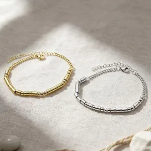 Stainless Steel Morse Code Beaded Bracelet Minimalist Geometric Titanium Steel Adjustable Hand Chain Jewelry Gift For Women Men