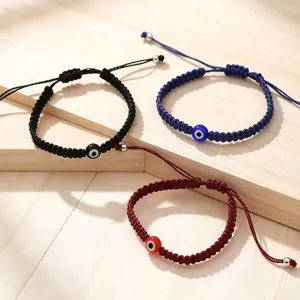 Evil eye braided rope bracelet adjustable handmade lucky jewelry for women and men gift