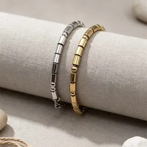 Stainless steel Morse code beaded couple bracelet adjustable titanium steel hand jewelry