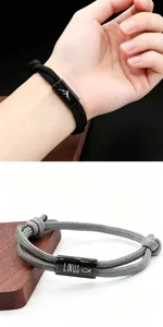 Handgemachtes geflochtenes Fallschirmschnur Edelstahl Armband mit personalisierter Gravur.