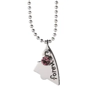 Silberfarbene Perlenkette mit rosa Kristall und Herz Puzzle Anhänger für beste Freundinnen.