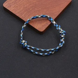 Adjustable blue black camo paracord bracelet handmade nylon woven rope for daily wear