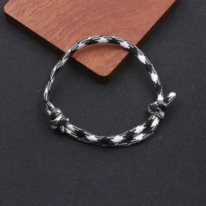 Black and white paracord braided bracelet nautical nylon adjustable handmade unisex jewelry