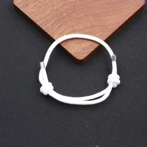 Handmade woven adjustable rope bracelet for simple couple daily wear jewelry accessory.
