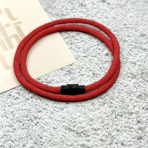 Red Woven Rope Couple Bracelet with Magnetic Clasp Lucky Chinese New Year Jewelry