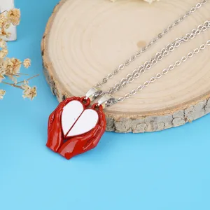 Magnetic couple necklace matching heart pendant silver chain sweet love jewelry gift for couples