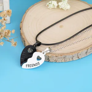 Best friends matching heart necklace split couple pendant alloy chain fashion jewelry gift