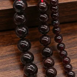 Natural red garnet loose beads round crystal gemstone DIY bracelet jewelry making supplies