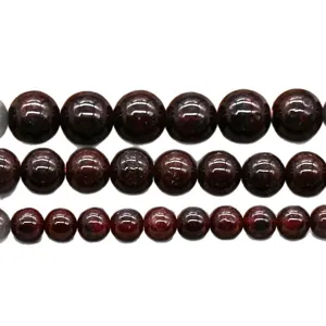 Natural garnet loose beads for DIY jewelry making, wine red round crystal bead bracelets.