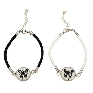 Leuchtende Schmetterling Edelstahl Paar gewebte Seil Armbänder Set zum Valentinstag.