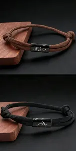 Handgemachte Paracord Armband aus Edelstahl mit personalisierter Gravur fur Damen und Herren.