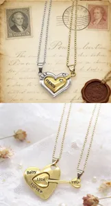 Collier couple coeur flèche puzzle assorti pendentif amitié bijoux cadeau charmant