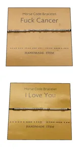 Morse code bracelet set with alloy beads and handmade braided rope for couples and daily wear.