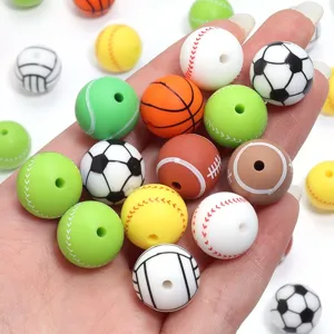 Silicone sports balls beads for DIY bracelet jewelry making craft supplies wholesale