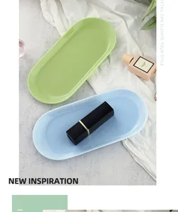 Vassoio portaoggetti ovale colore macaron stile nordico per trucchi e gioielli da scrivania