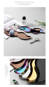 Stainless steel mustache jewelry tray, luxury metal cosmetic storage plate and decorative dish.
