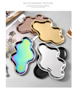 Plateau en métal nuage nordique, élégante assiette de rangement pour bijoux, parfums et clés.