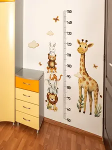 Kids height growth chart wall sticker cartoon animal giraffe removable PVC DIY room decor