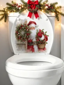 Weihnachten Toilettensitz Abdeckung Weihnachtsmann Badezimmer Deko wasserdichter Aufkleber