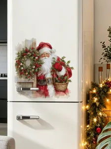 Weihnachtsmann Wandaufkleber, festlicher abziehbarer PVC Sticker fuer Kuhlschrank und Heimdeko.