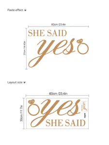 Autocollant mural de mariage adhésif PVC citation anglaise art décor pour pièce de fête.