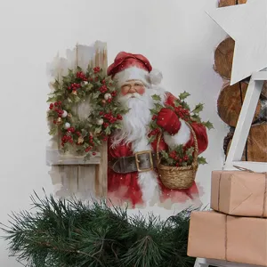 Weihnachts-Weihnachtsmann-Aufkleber, PVC selbstklebende Feiertags-Wanddekoration für Schlafzimmer