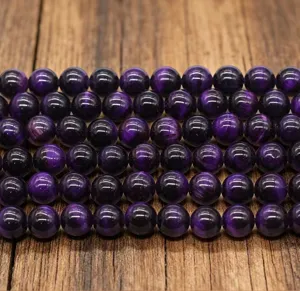 Perle di Occhio di Tigre Viola Naturali Accessori per Gioielli Fai da Te Ingrosso