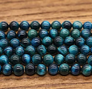 Perle tonde sfuse in pietra preziosa di occhio di tigre blu naturale per gioielli fai da te.