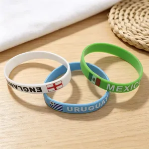 Silicone sports wristband set featuring country flags for fan souvenirs and events