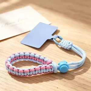 Adjustable woven phone wrist strap, short braided anti-loss lanyard for smartphones, stylish.