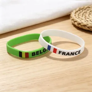 Silicone sports wristband with national flags, perfect for sports events and team support.