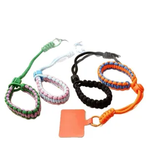 Colorful woven phone wrist strap short anti loss lanyard for outdoor travel use
