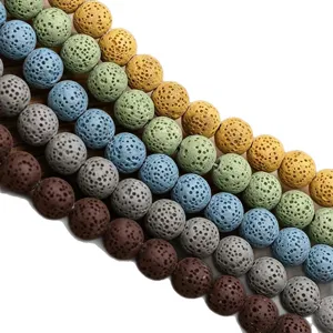 Bunte vulkanische Lavastein runde Perlen für DIY Schmuck Armband und Halskette Zubehör.