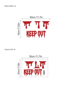 Halloween effrayant autocollant mural sanglant amovible pour fenêtre porte déco 30x20cm