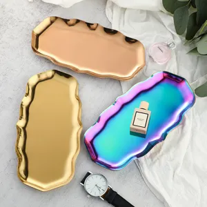 Creative stainless steel tray large wavy metal jewelry tray cosmetic storage tray main view