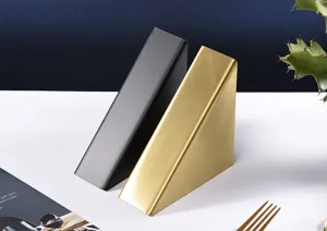 Nordic stainless steel triangular napkin holder, modern minimalist metal paper towel stand for table.