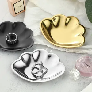 Stainless steel trinket tray cloud shaped jewelry dish metal storage plate for ring