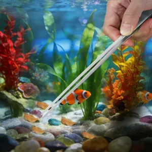 Stainless steel aquarium tweezers for fish tank aquascaping and plant maintenance