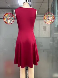 Sleeveless slim solid color dress women back view elegant summer fashion casual party wear