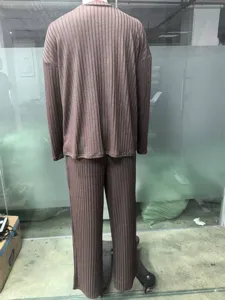 Ensemble décontracté pour femme haut à manches longues côtelé et pantalon style urbain automne mode