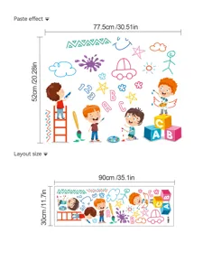 Children's cartoon learning wall stickers, DIY educational room decor decals for kids rooms.