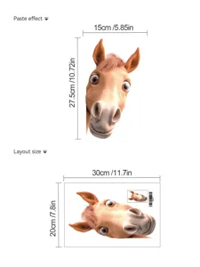 Funny peeping horse head wall sticker for bedroom living room home decor self-adhesive