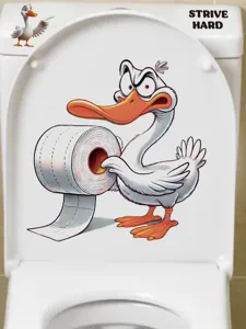 Pegatina de baño de pato de dibujos animados divertida impermeable PVC decoración.