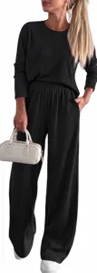 Ensemble de survêtement femme haut manches longues pantalon large mode automne chic