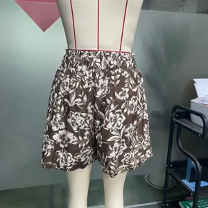 Shorts femme imprimé floral taille haute été décontracté ample vacances mode élégant